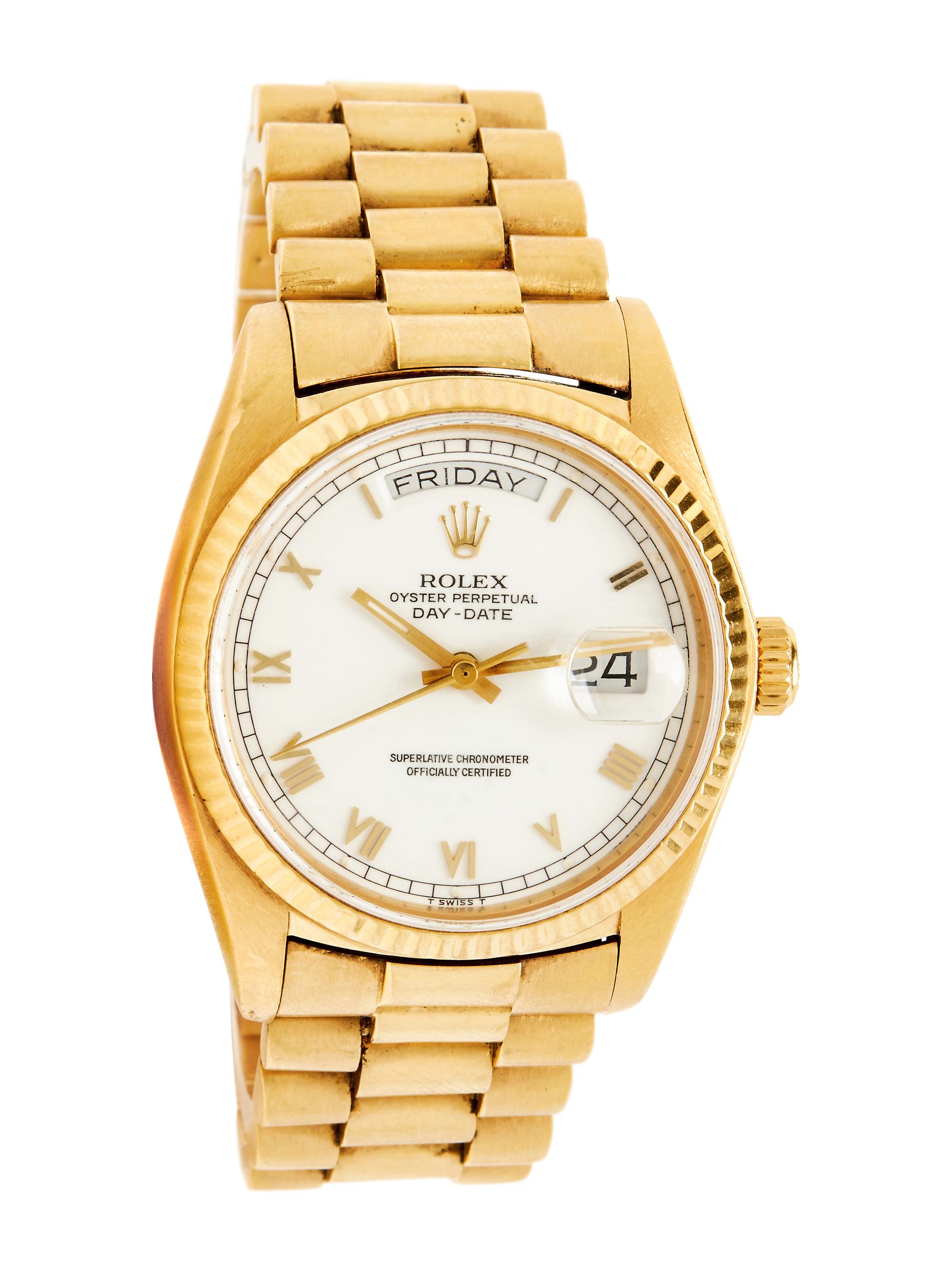 ROLEX, REF. 18038 18K YELLOW GOLD 'OYSTER PERPETUAL DAY-DATE' WATCH