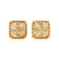 DAVID WEBB, YELLOW GOLD AND ROCK CRYSTAL CLIP EARRINGS