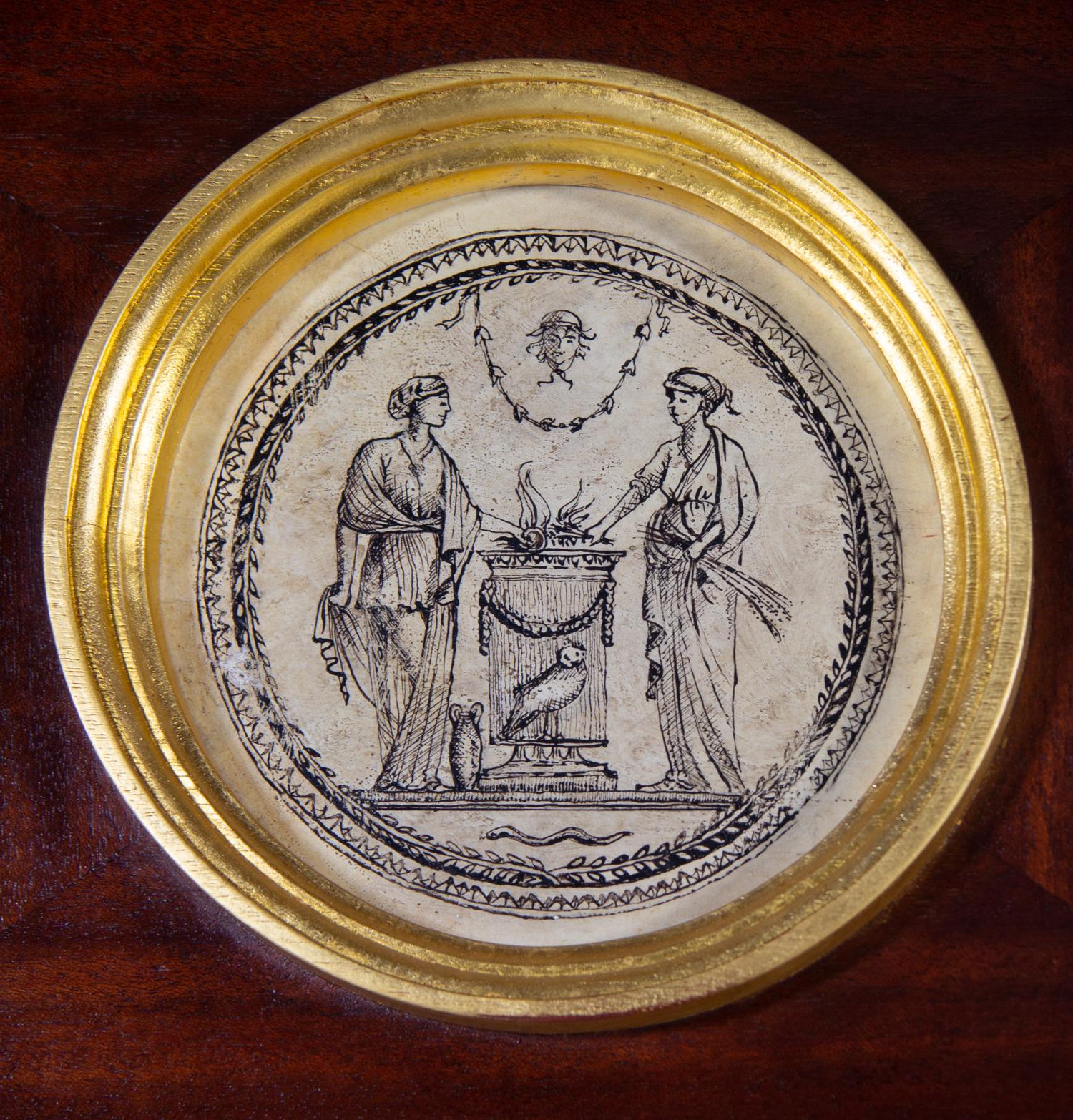 APPROVED FOR DONATION A Neoclassical Style Gilt Metal Mounted Mahogany and Faux Marble Illuminated Bookcase