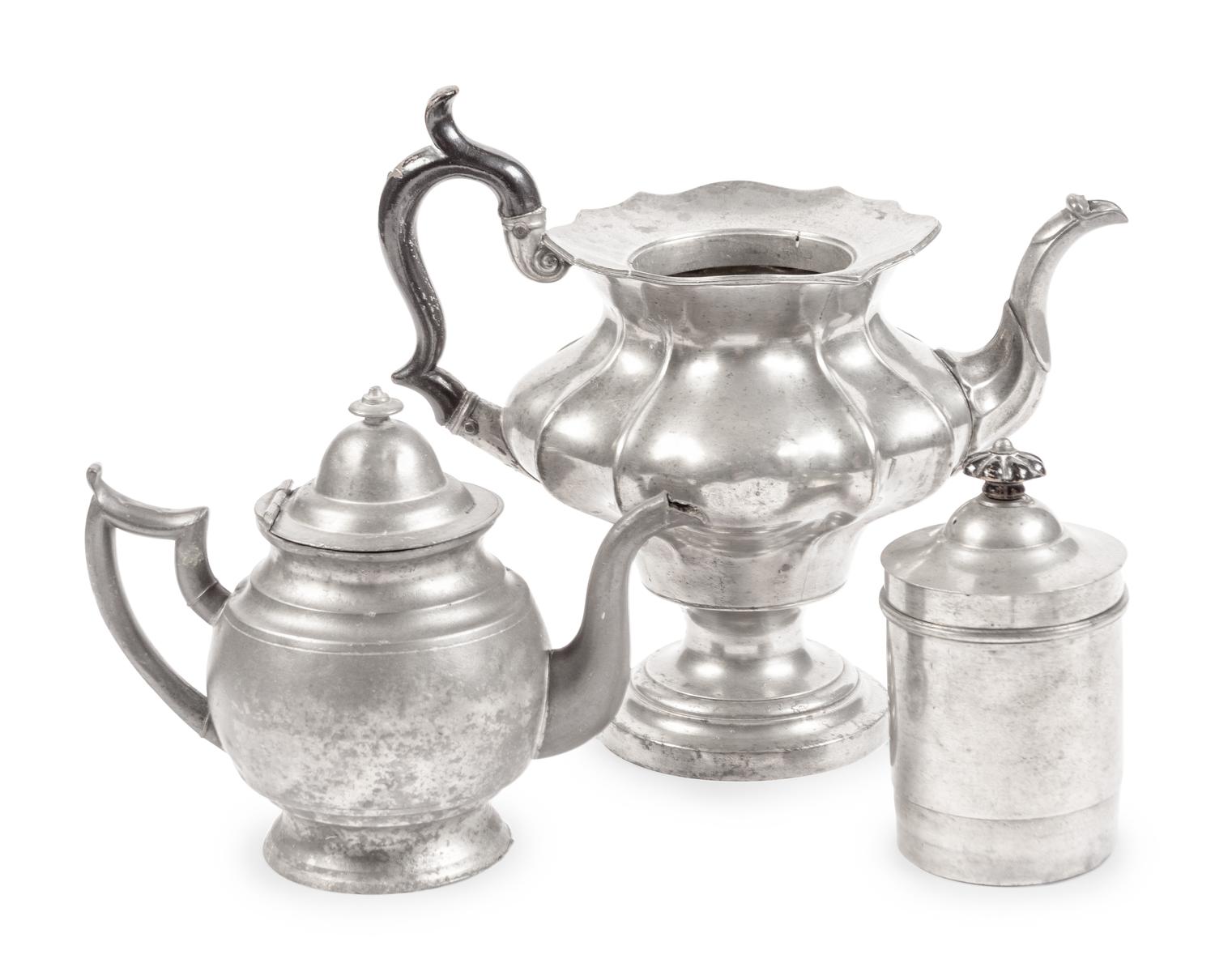 A Collection of Eight Pewter Articles