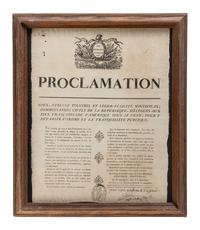 [SLAVERY & ABOLITION] -- [HAITIAN REVOLUTION]. POLVEREL, Étienne (1740-1795) and Léger-Félicité SONTHONAX (1763-1813). Proclamation. Le Cap, Haiti: Commission civile de la republique, 20 July 1793.