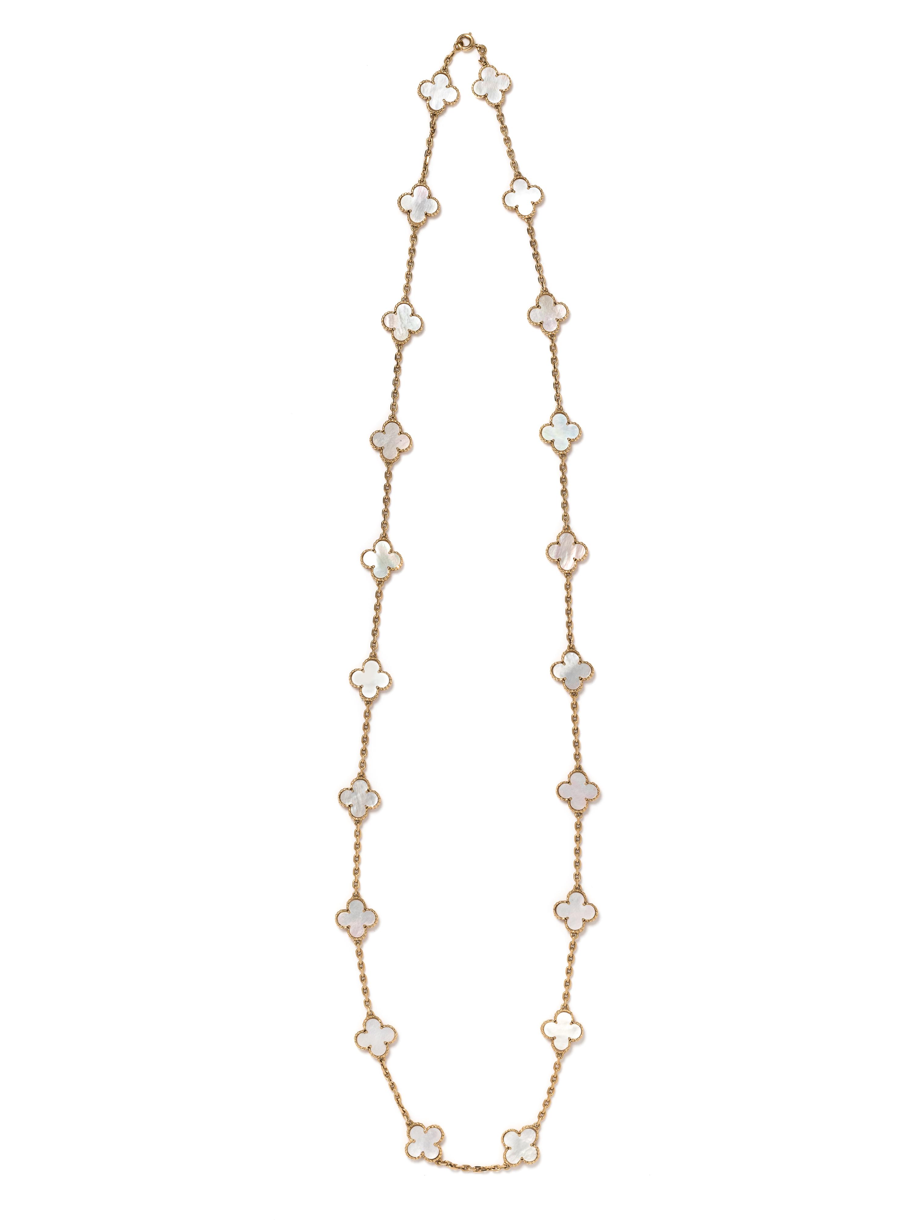 VAN CLEEF & ARPELS, YELLOW GOLD AND MOTHER-OF-PEARL 'ALHAMBRA' NECKLACE