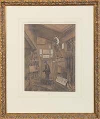 E. Verse, (French, 19th century), E. Verse puy dans son atelier, Place Royale, 1869