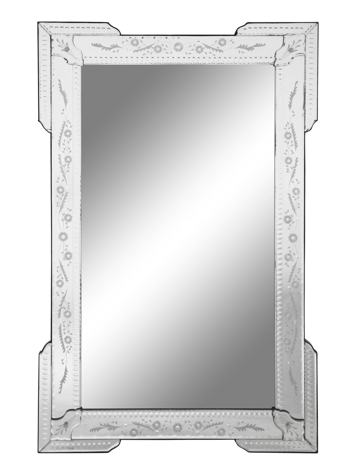 A Pair of Venetian Style Etched Glass Mirrors
