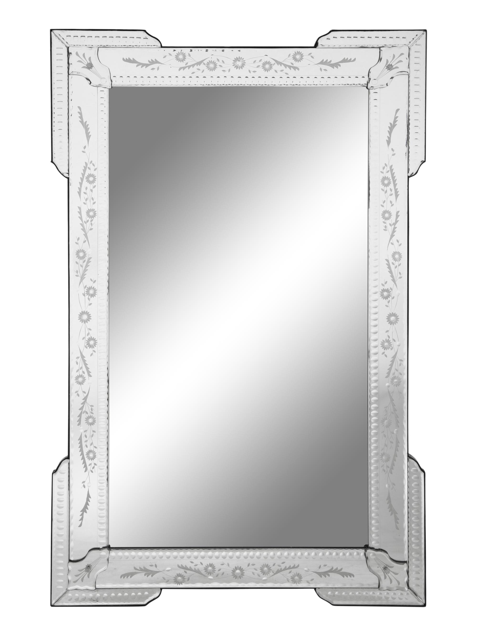 A Pair of Venetian Style Etched Glass Mirrors