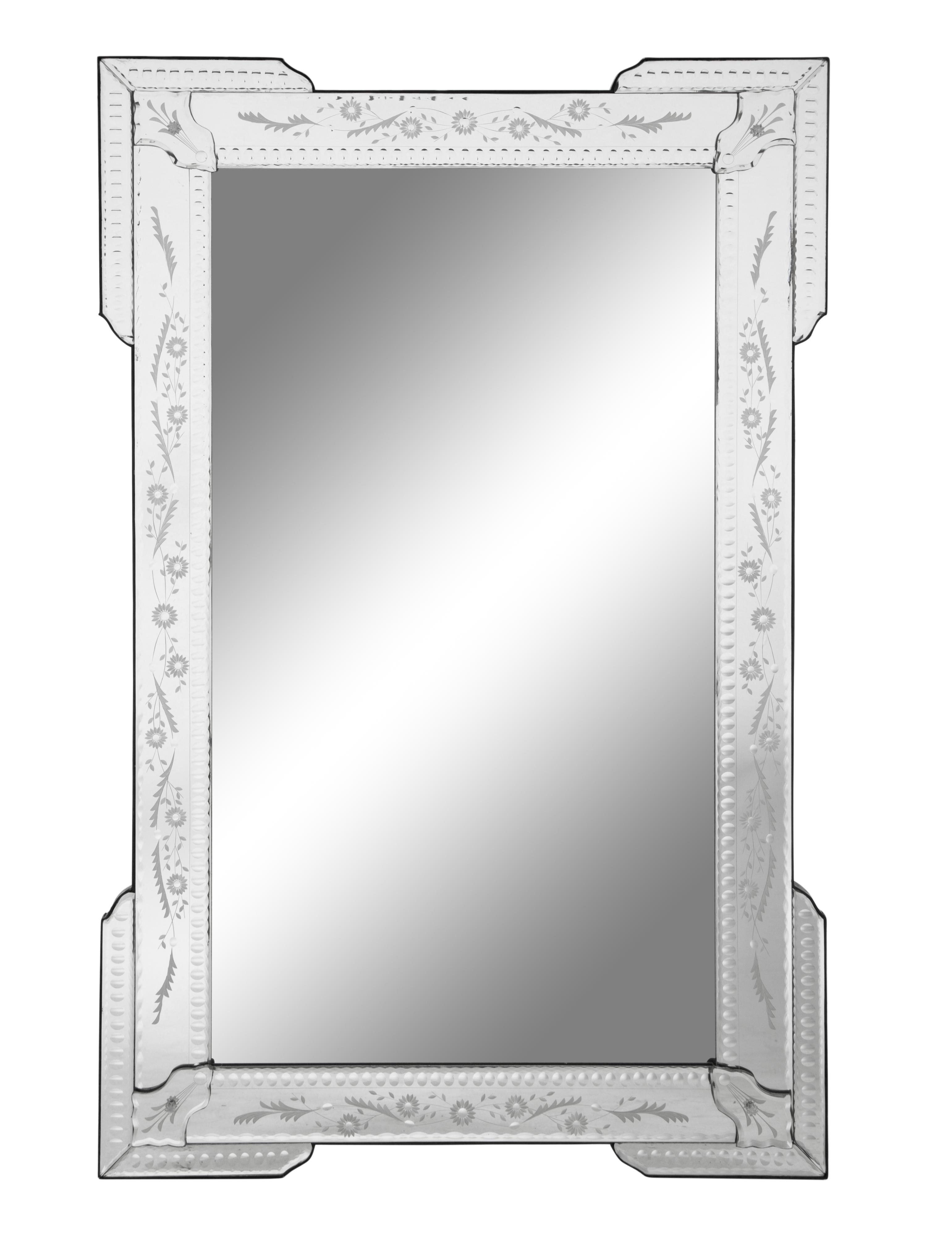 A Pair of Venetian Style Etched Glass Mirrors