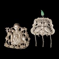 A Group of 10 Assorted Chinese Silver 'Boy and Qilin' Pendants, Late Qing Dynasty-Republic Period 晚清-民國 銀麒麟送子墜瑪瑙長命鎖及其他一組十件