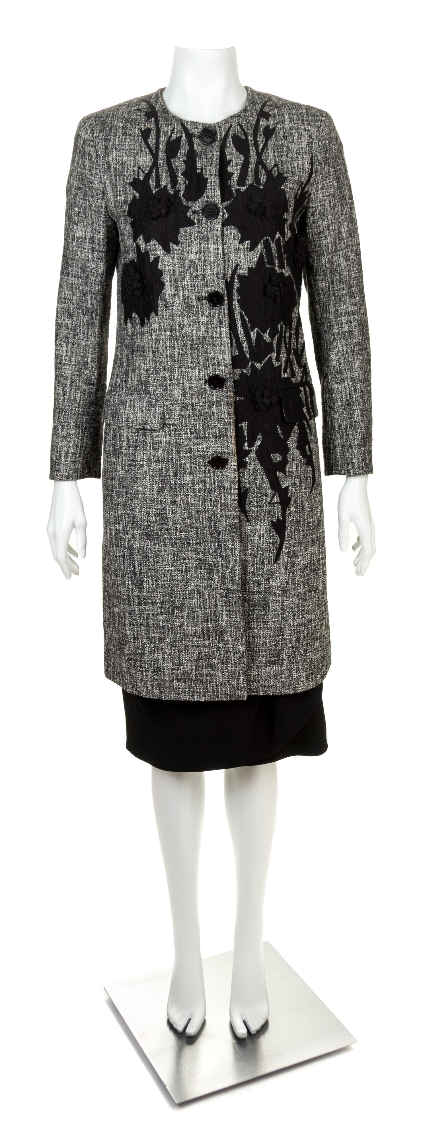 An Etro Black and White Tweed Coat and Skirt Ensemble Jacket size 42; Skirt size 44.