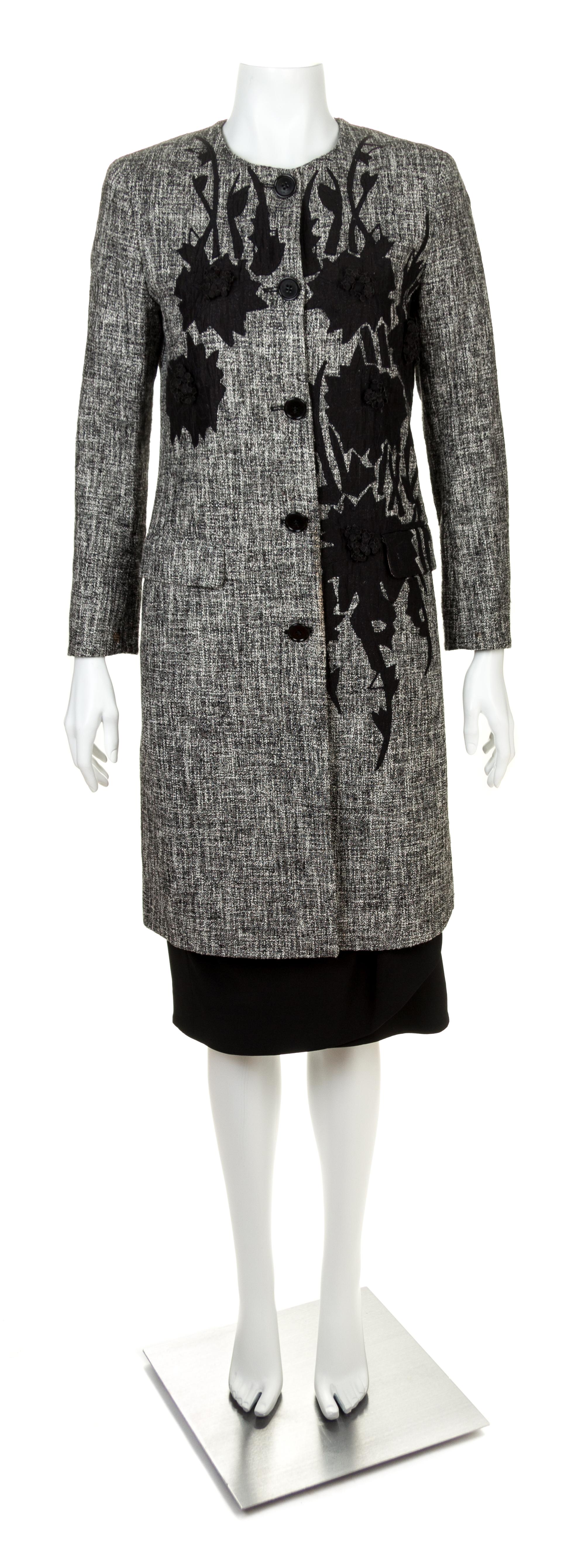 An Etro Black and White Tweed Coat and Skirt Ensemble Jacket size 42; Skirt size 44.