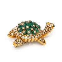 GIOVANE, EMERALD, DIAMOND, AND YELLOW GOLD TURTLE BROOCH