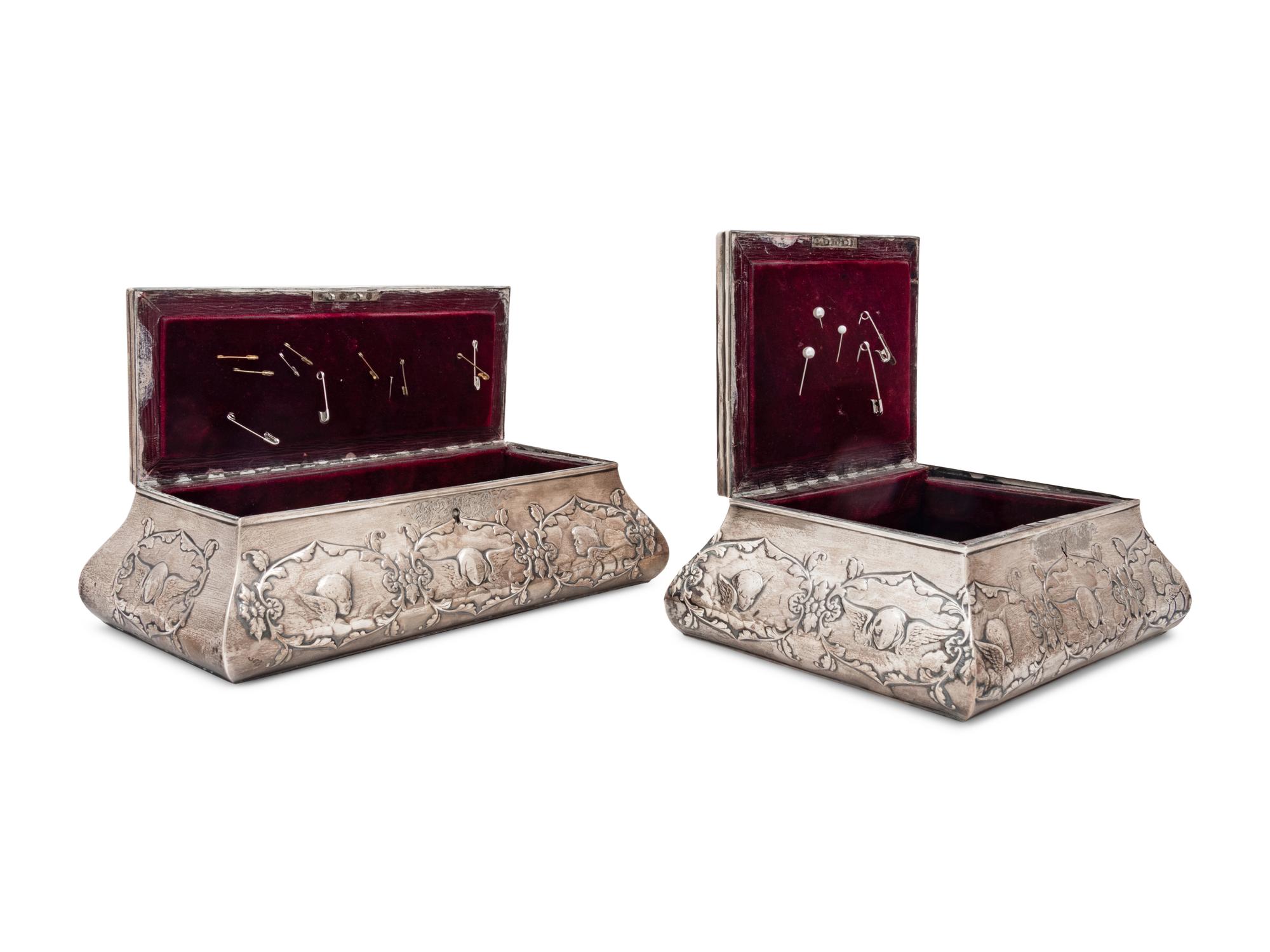Two English Repoussé Silver-Clad Boxes