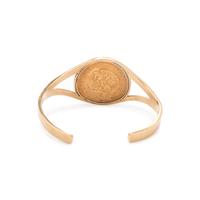 YELLOW GOLD AND MEXICAN 20 PESOS COIN CUFF BRACELET