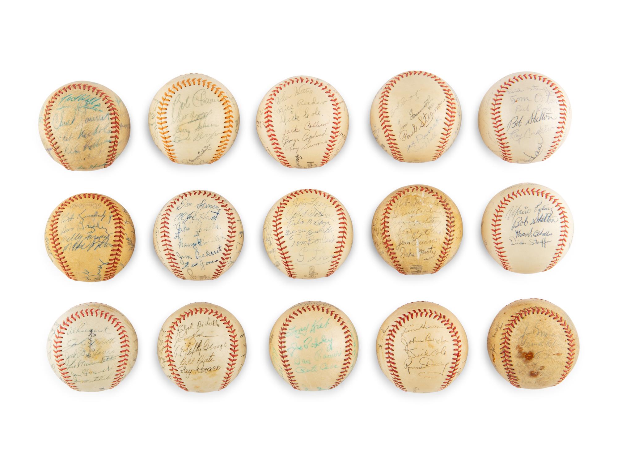 A Group of 65 Vintage Minor and Independent League Signed Autograph Baseballs