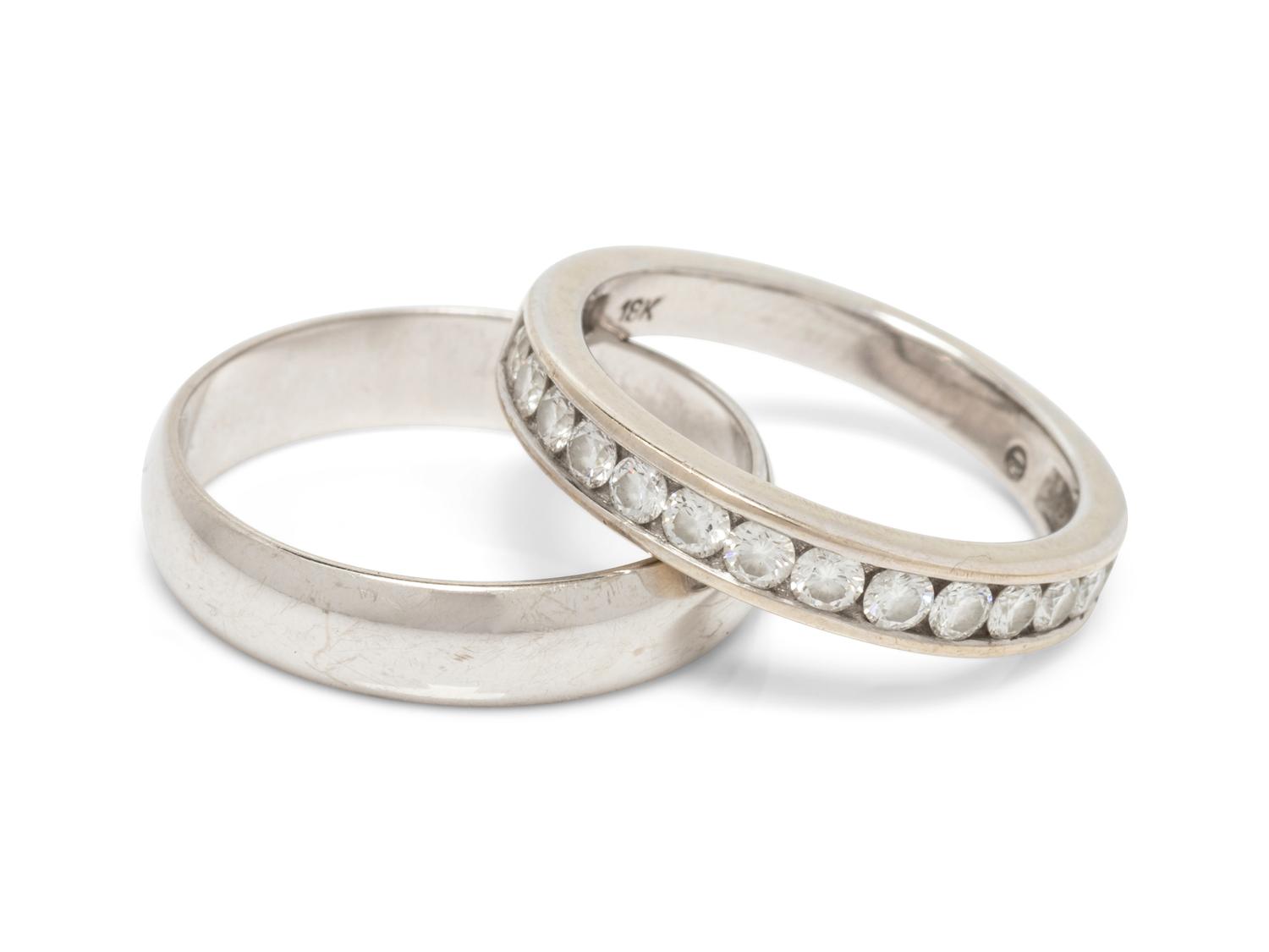 A Collection of White Gold Bands,