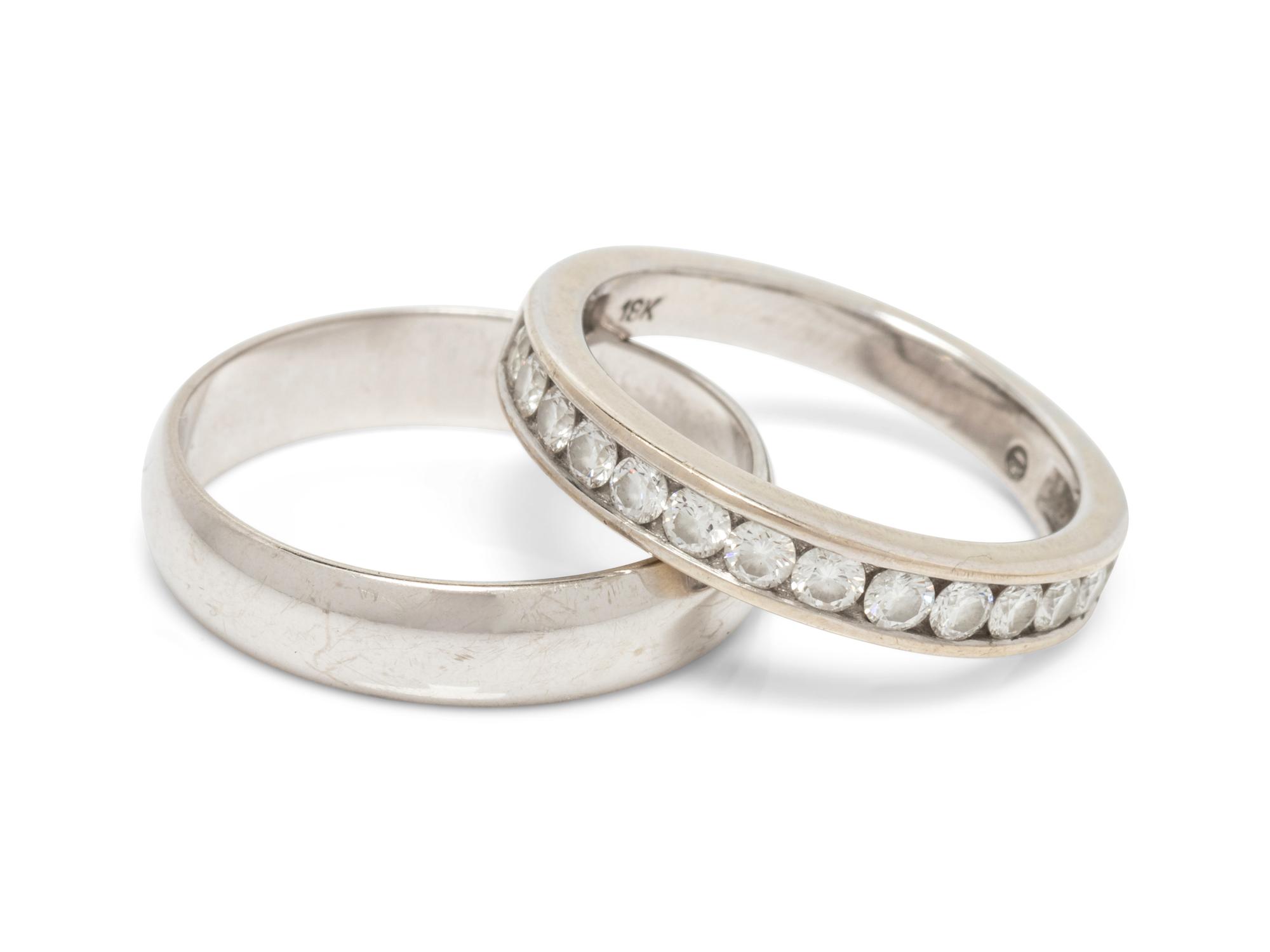 A Collection of White Gold Bands,