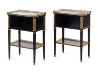 A Pair of Russian Empire Style Gilt Bronze Mounted Marble-Top Side Tables