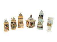 A Group of Six German Steins and Drinking Vessels — LATE 20TH CENTURY