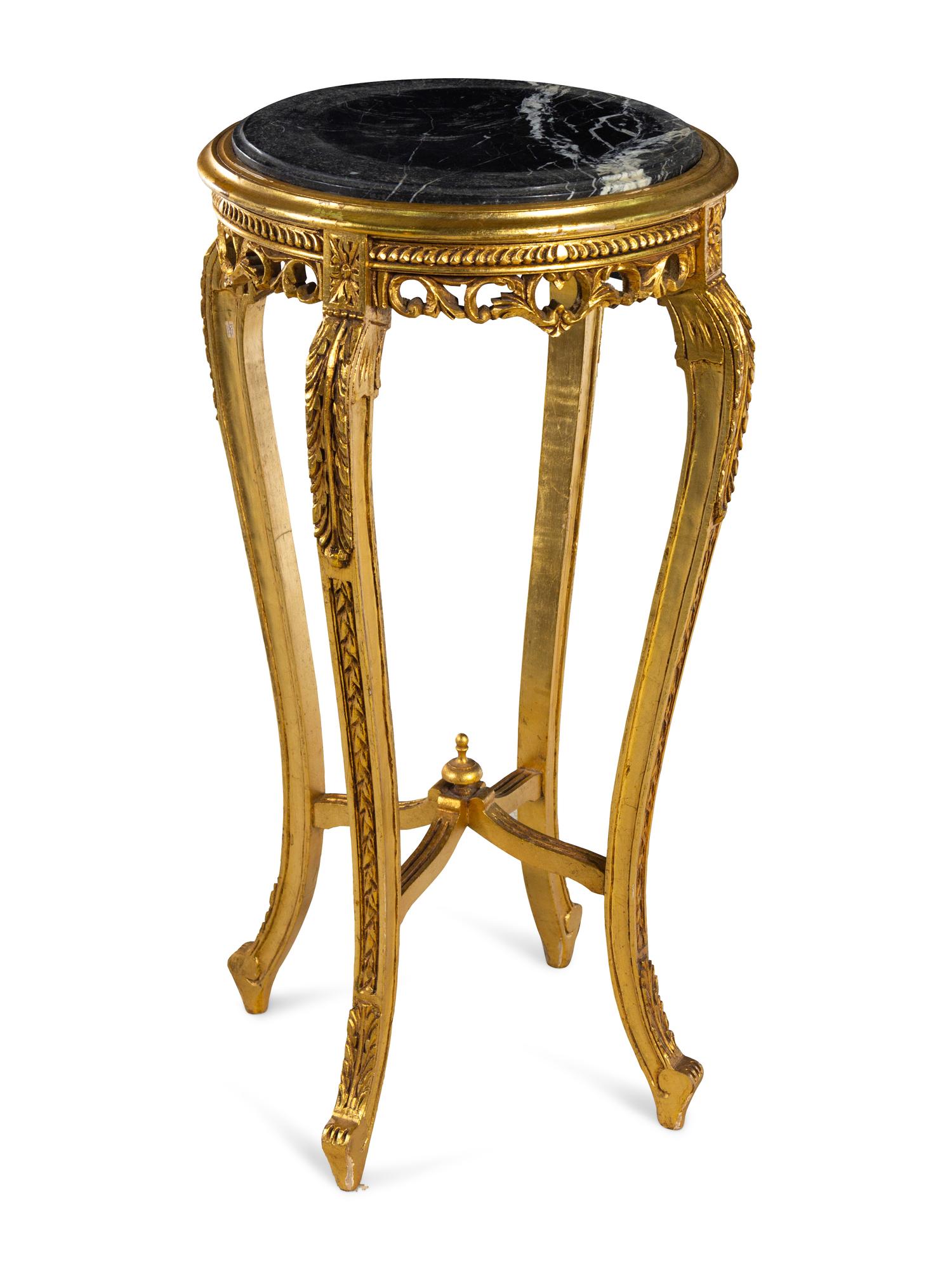 A Louis XVI Style Giltwood Marble-Top Jardinière Stand