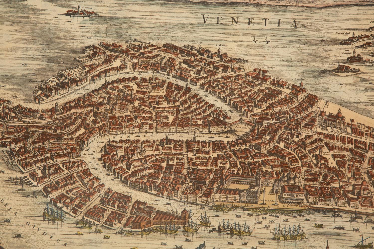 A Framed Reproduction 1706 Map of Ancient Venice