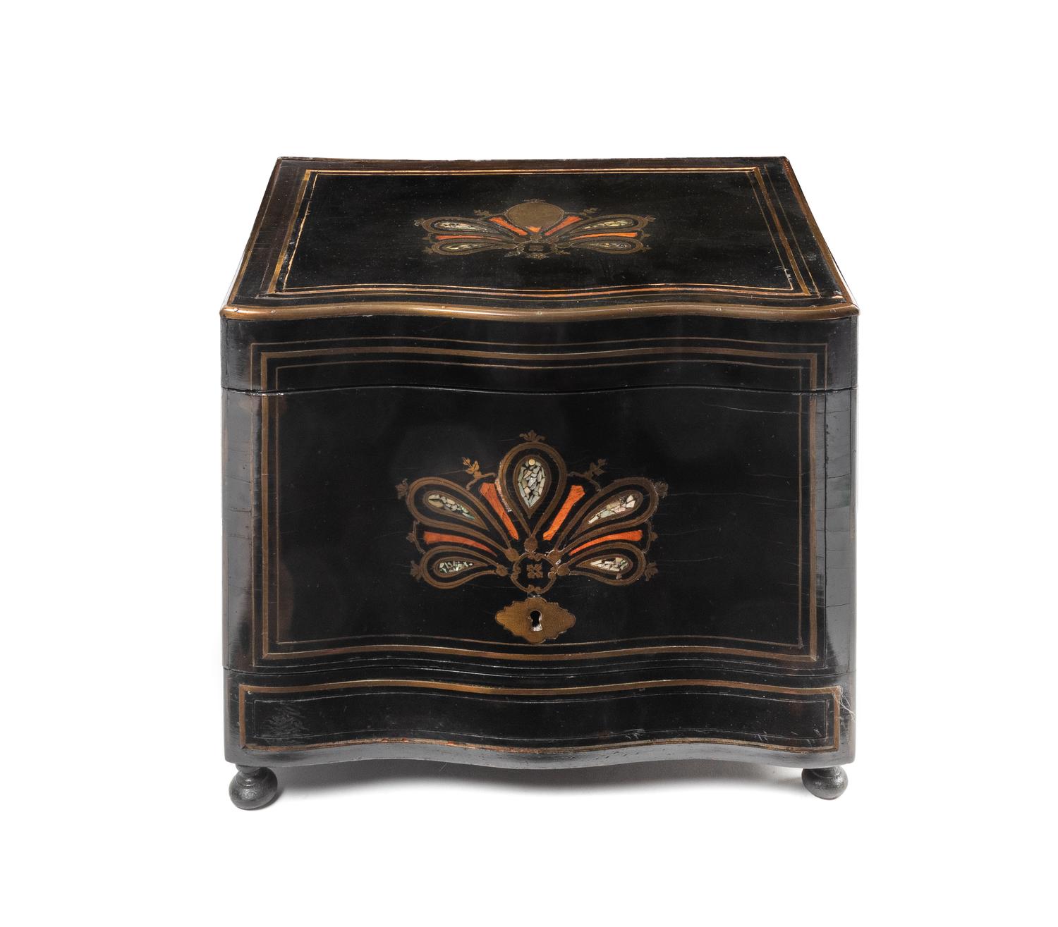 A Napoleon III Brass Inlaid and Ebonized Cave à Liqueur