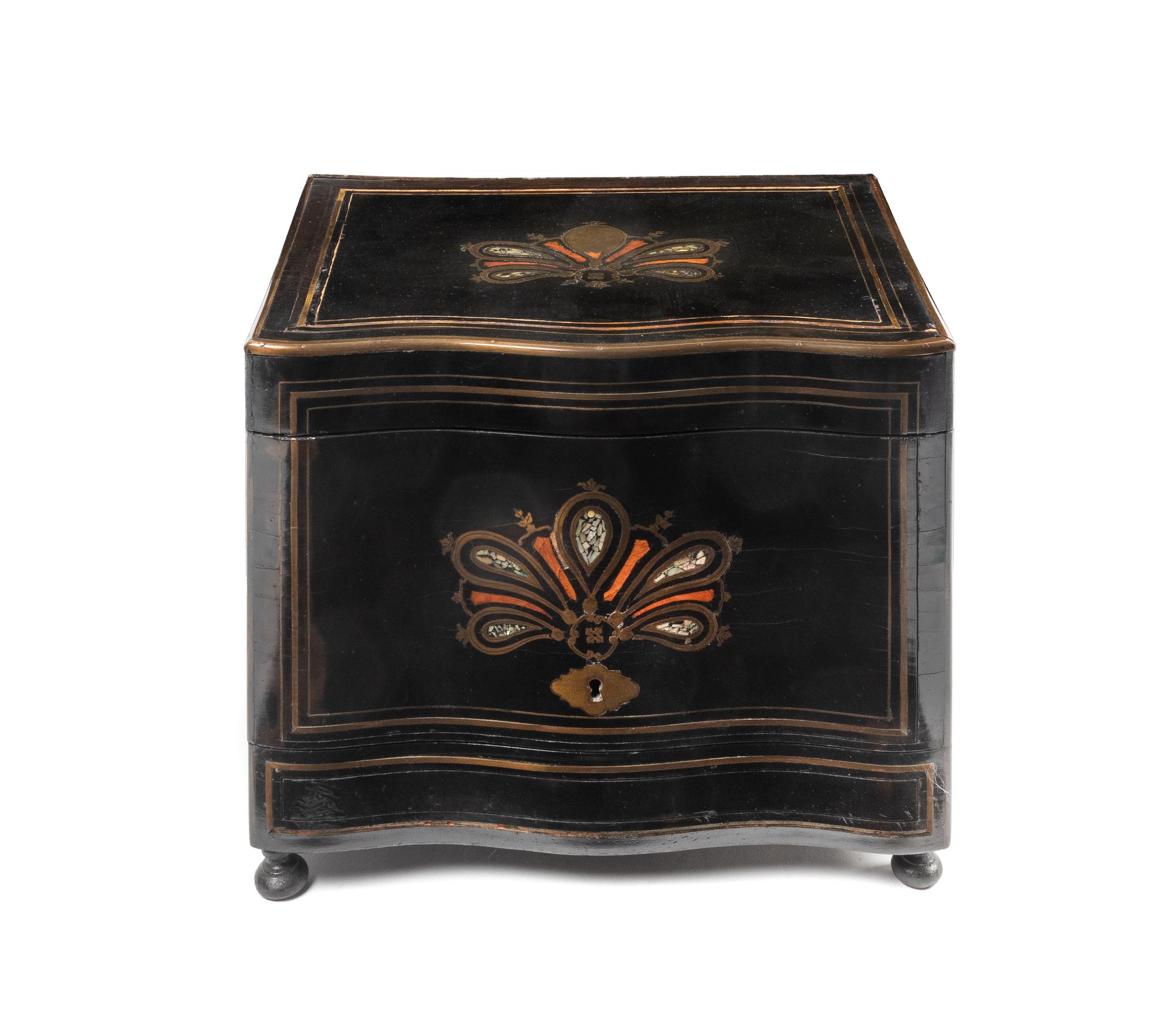 A Napoleon III Brass Inlaid and Ebonized Cave à Liqueur