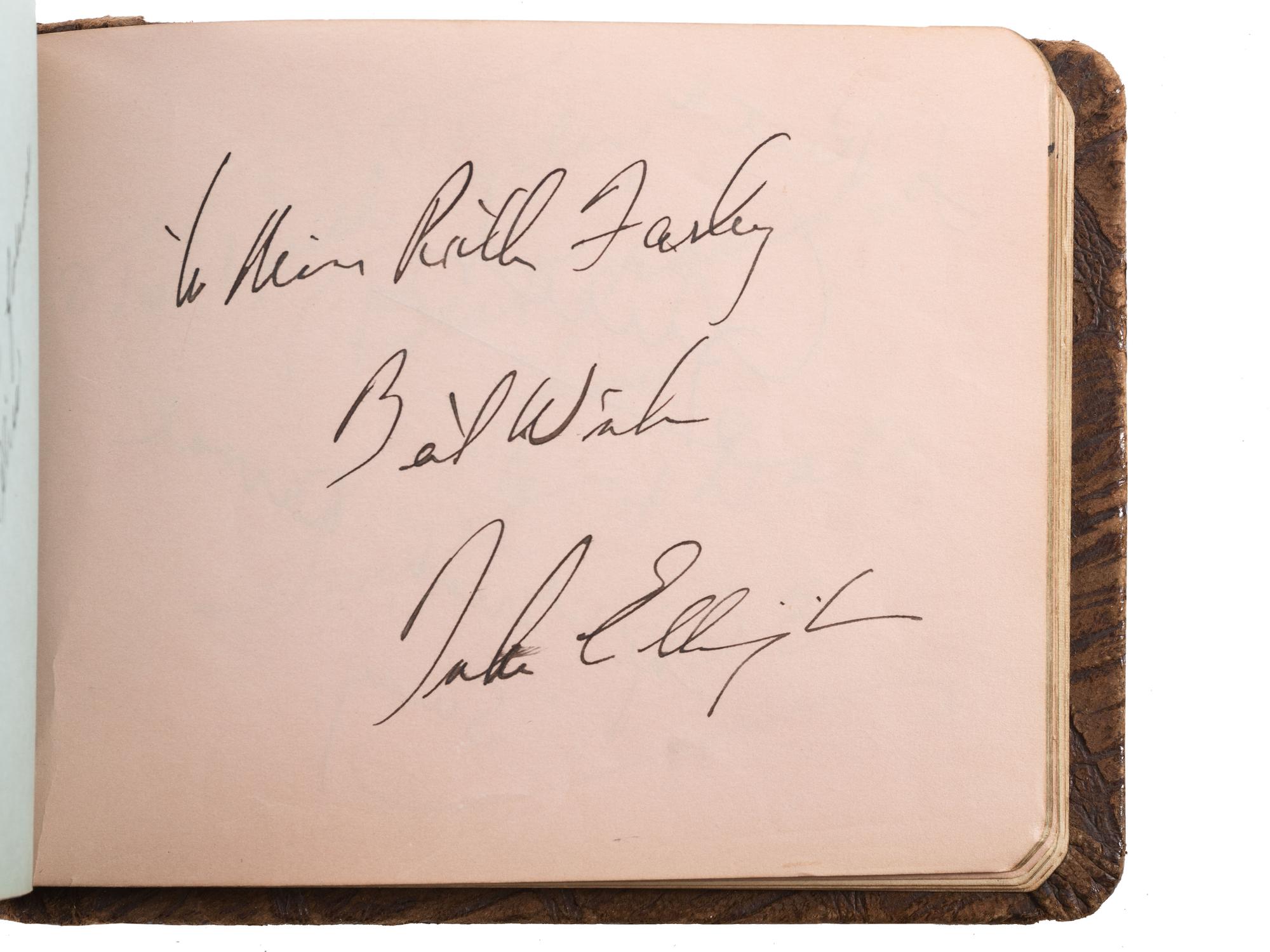 [AUTOGRAPHS]. Two autograph books owned by Chicago club owner Ruth Farley, signed by musicians, actors, and others of note including Cab Calloway, Mae West, Duke Ellington, and Mary Pickford.