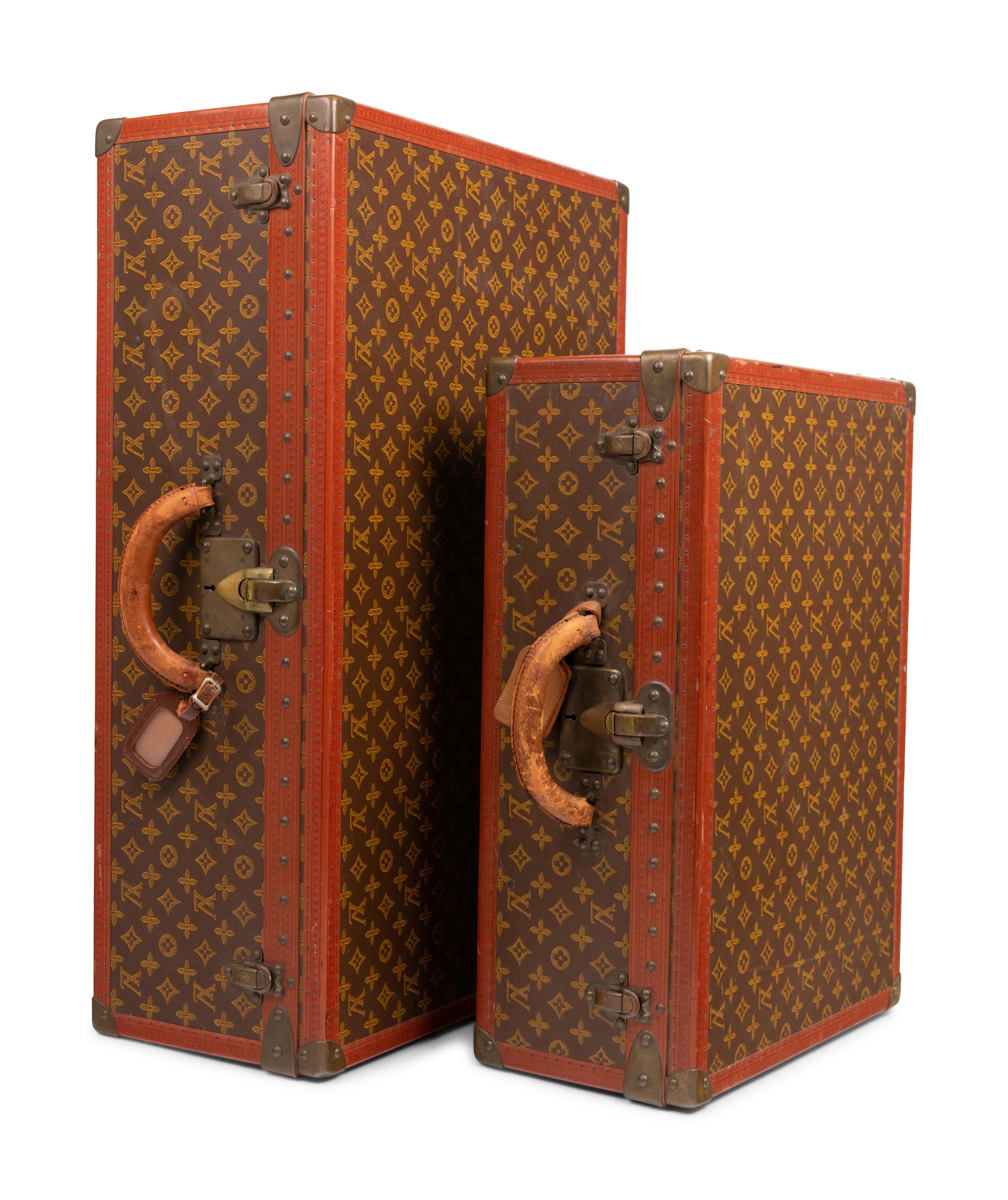 Two Louis Vuitton Alzer Suitcases, Mid 20th Century