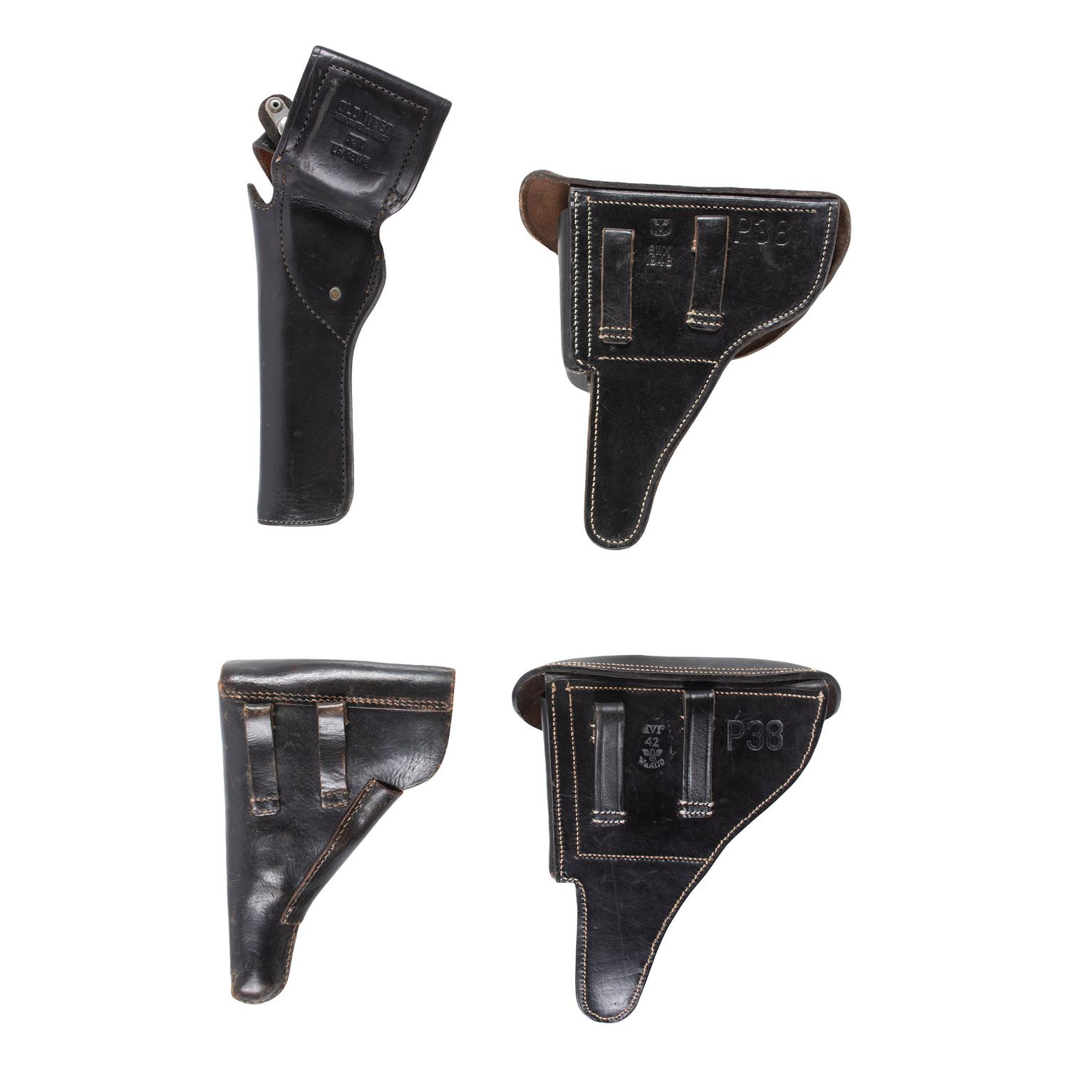 Lot of 16 Assorted WWII-era Military Holsters Including: German, Japanese, and U.S.