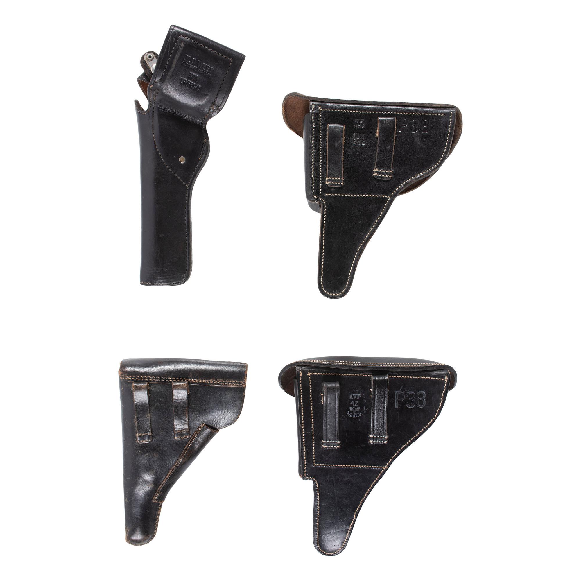 Lot of 16 Assorted WWII-era Military Holsters Including: German, Japanese, and U.S.