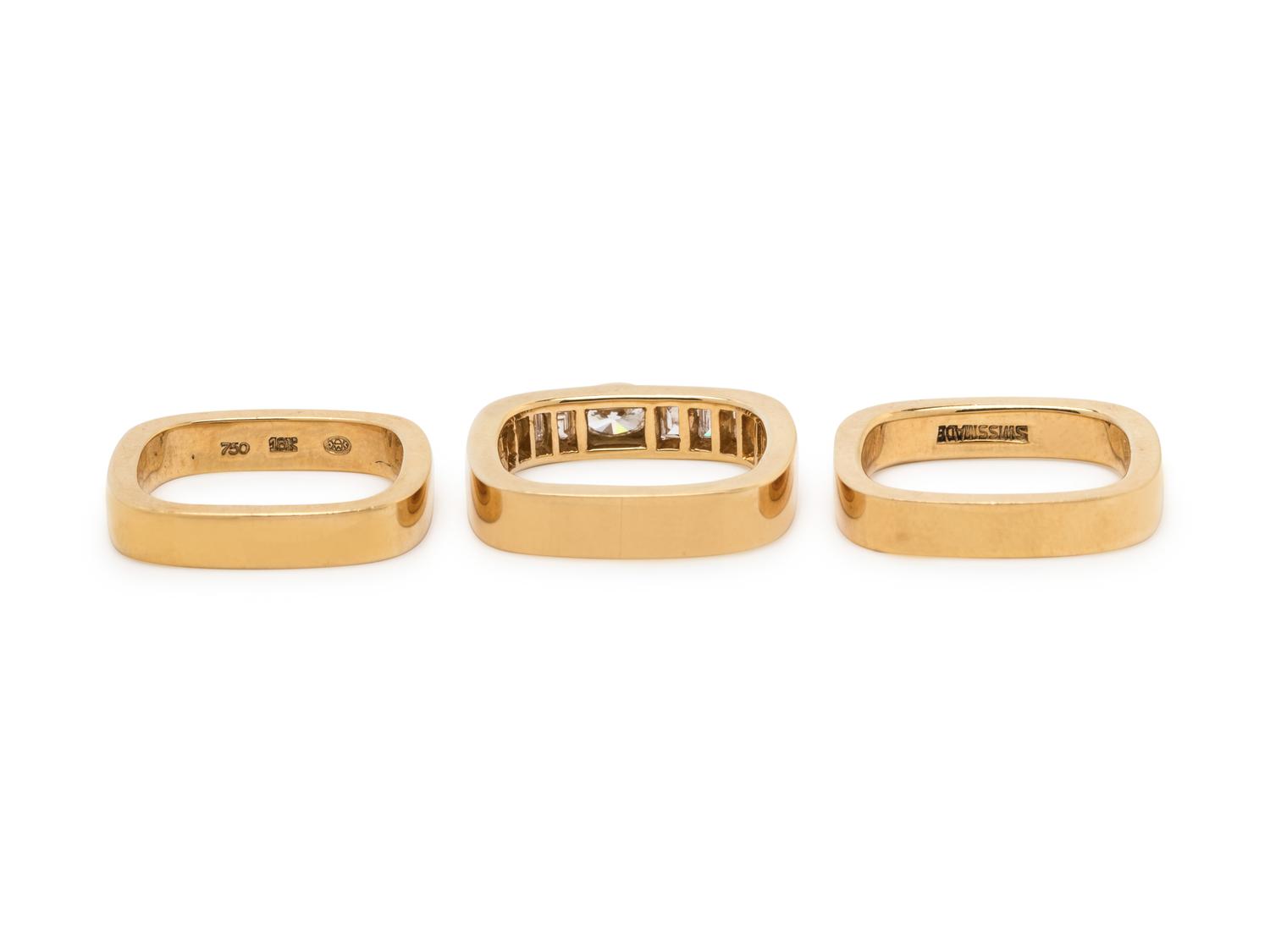 MARVIN SCHLUGER, YELLOW GOLD AND DIAMOND RING SET