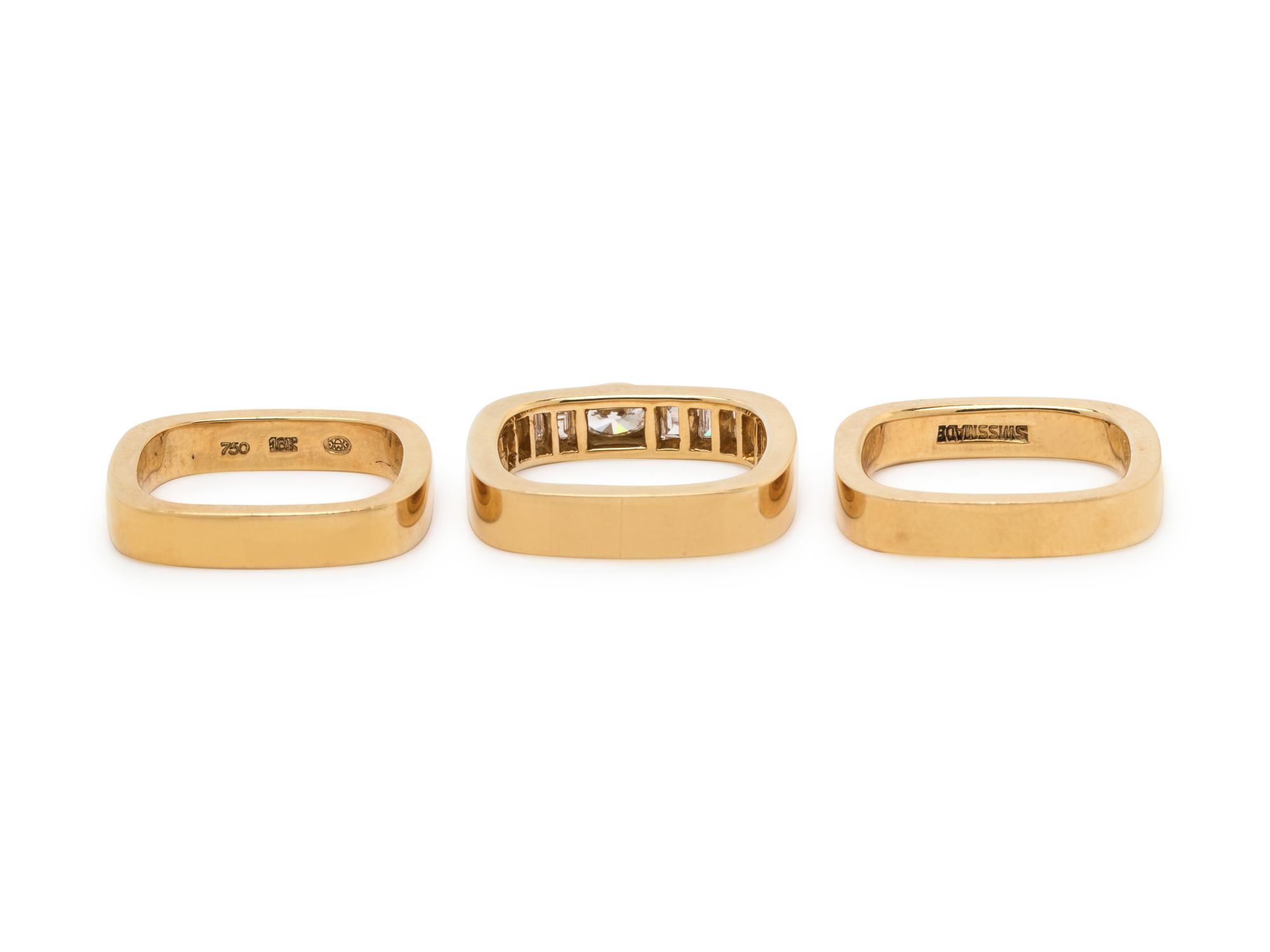 MARVIN SCHLUGER, YELLOW GOLD AND DIAMOND RING SET