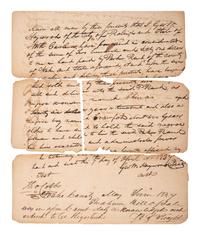 [SLAVERY & ABOLITION]. Manuscript bill of sale for enslaved woman "China" and enslaved child "Crawford." Wake County, NC, ca 1820s.