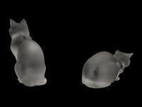 A Pair of Lalique Cat Figures