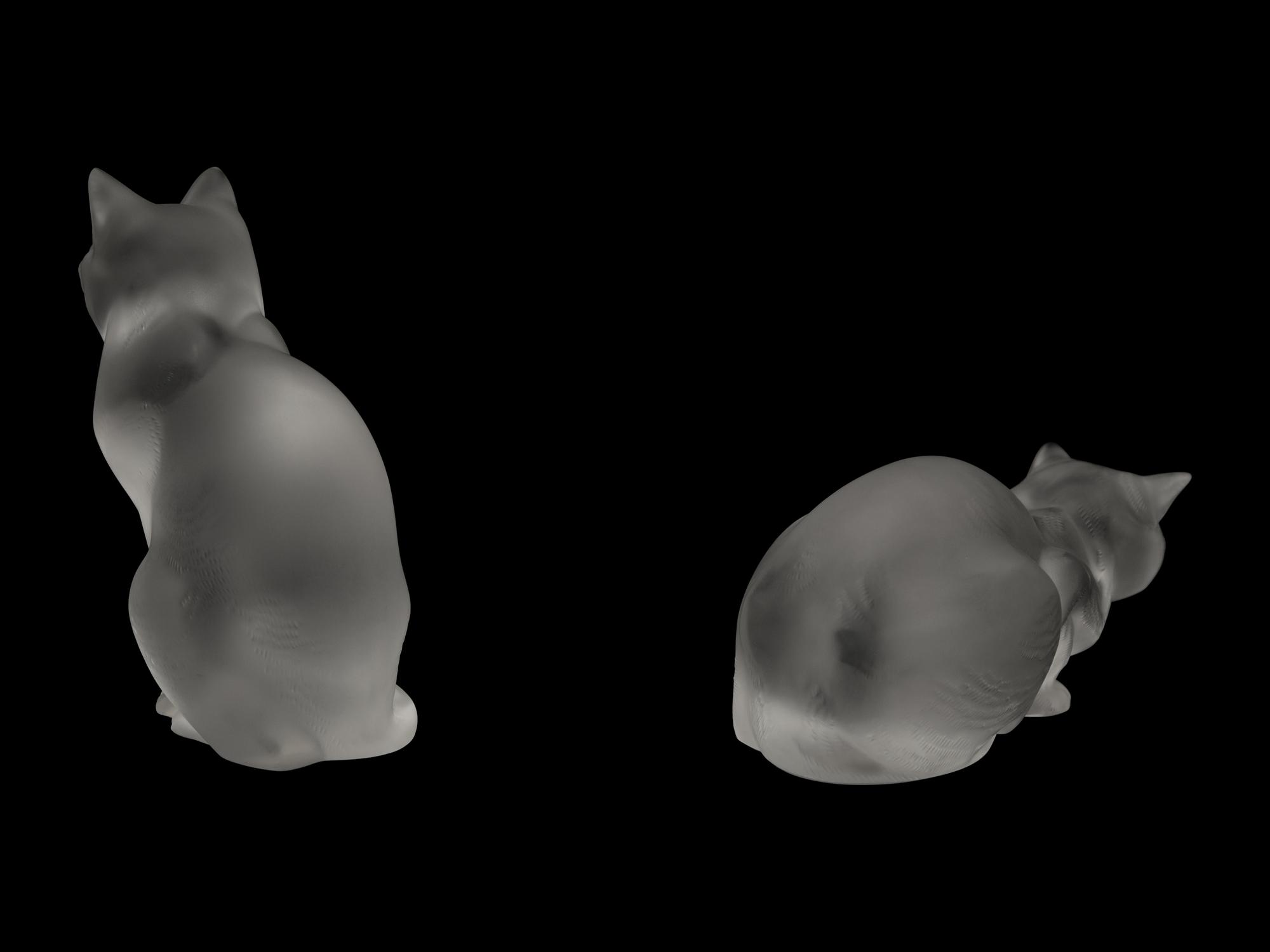 A Pair of Lalique Cat Figures
