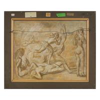 Reginald Marsh (American, 1898-1954) — Frolicking on the Beach ; with Figure Studies (A Double-Sided Work), 1952