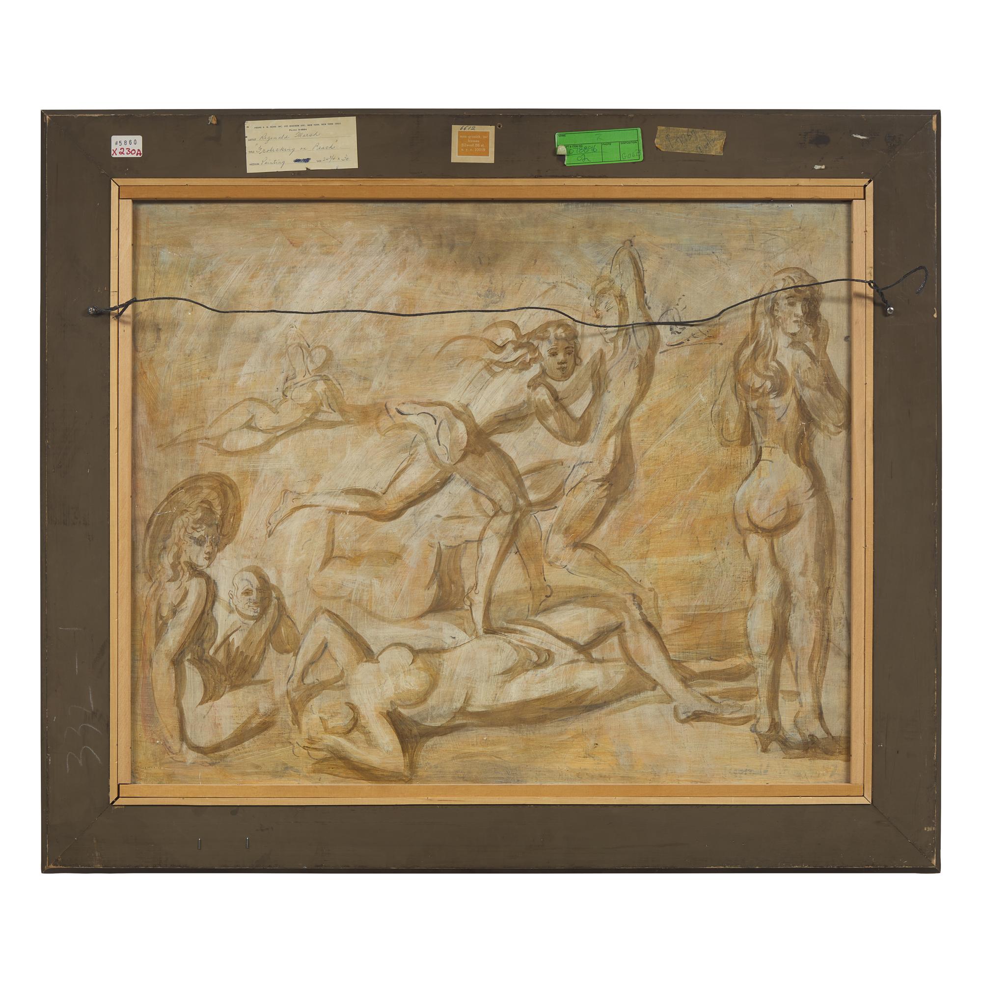 Reginald Marsh (American, 1898-1954) — Frolicking on the Beach ; with Figure Studies (A Double-Sided Work), 1952