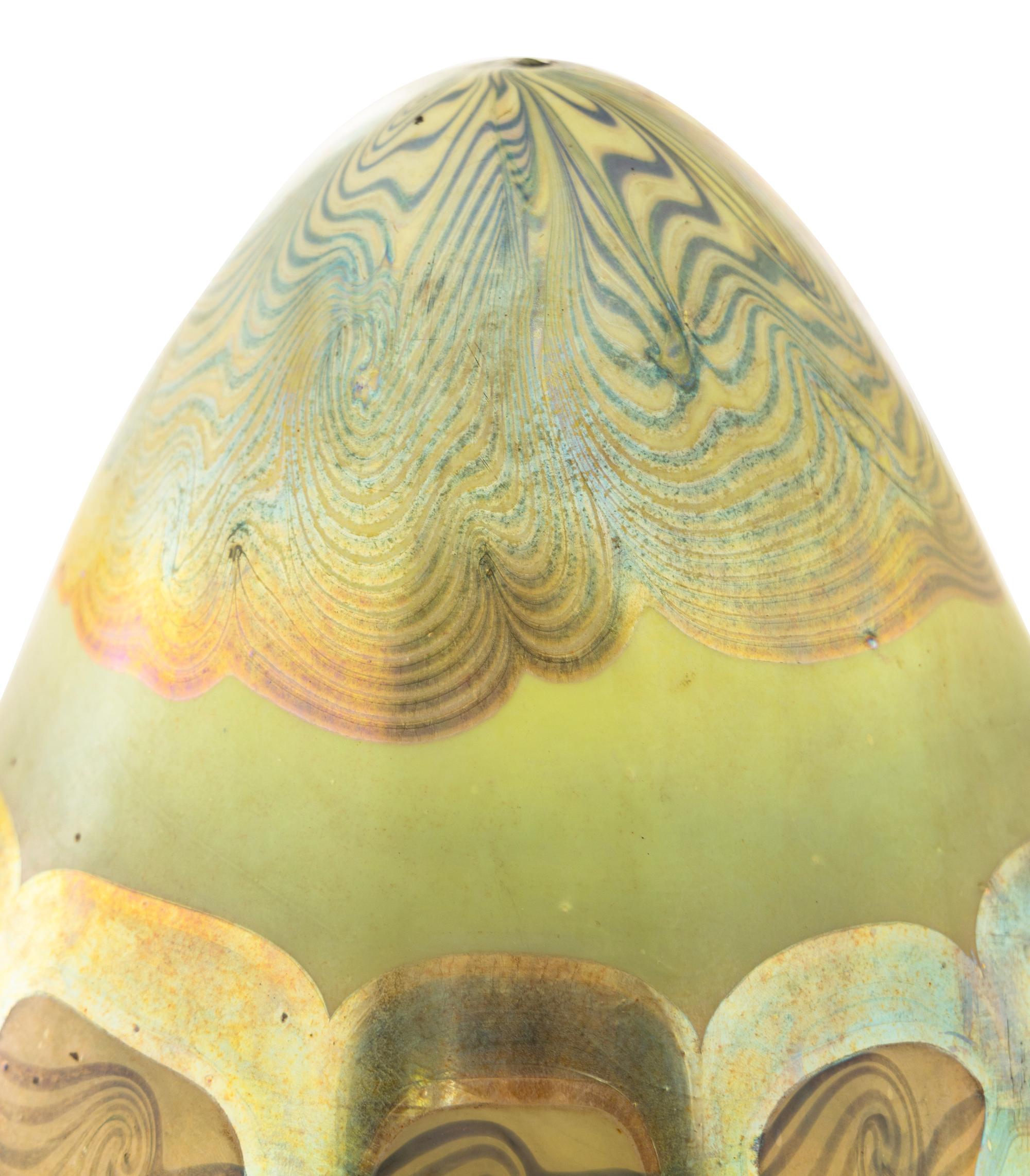 An Iridescent Glass Pendant Fixture