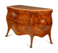 A Pair of Italian Bois de Rose Marble-Top Commodes