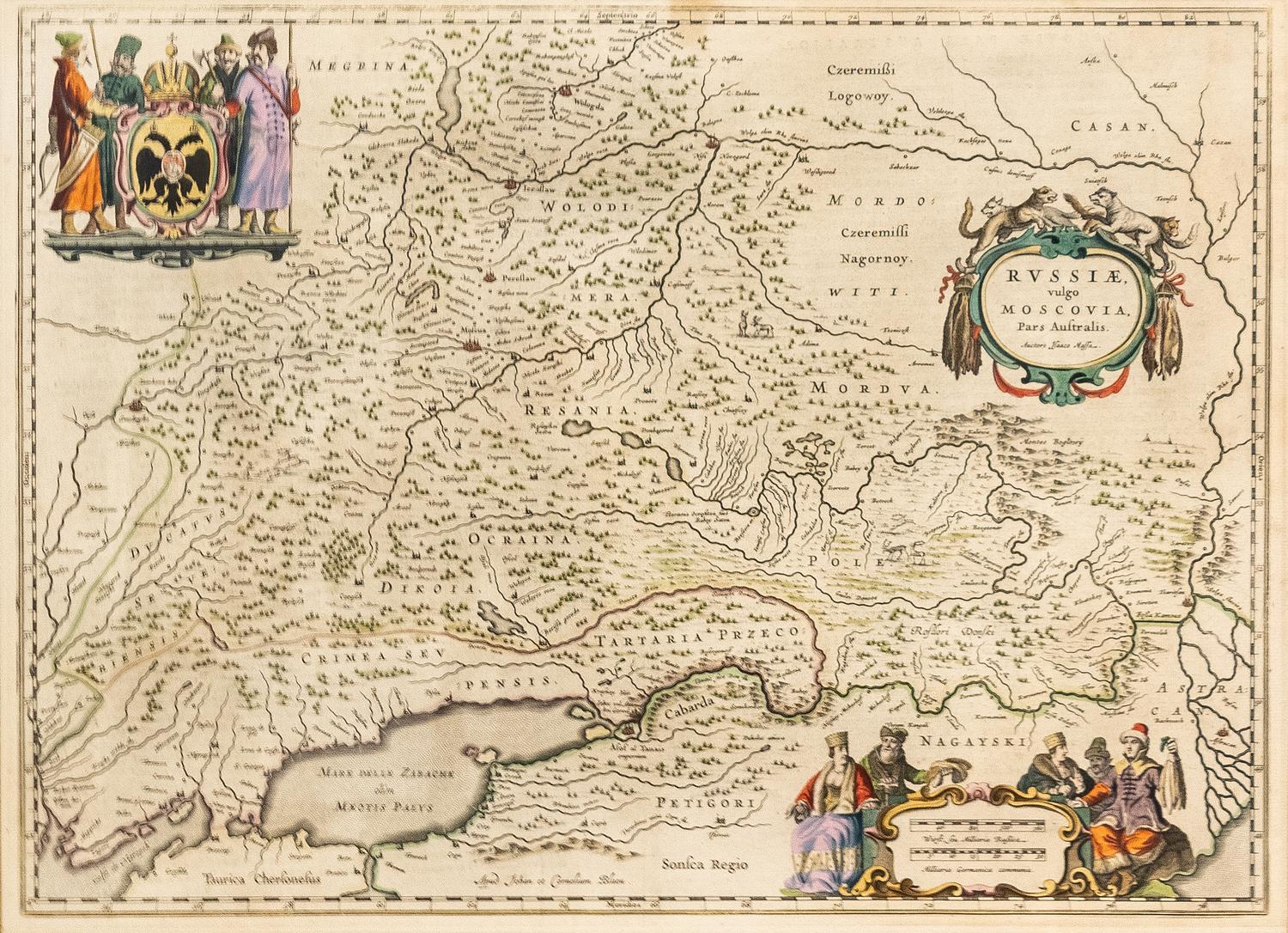 BLAEU Family. Russiae, vulgo Moscovia, Pars Australis. Auctore Isaaco Massa. Amsterdam, ca 1663.