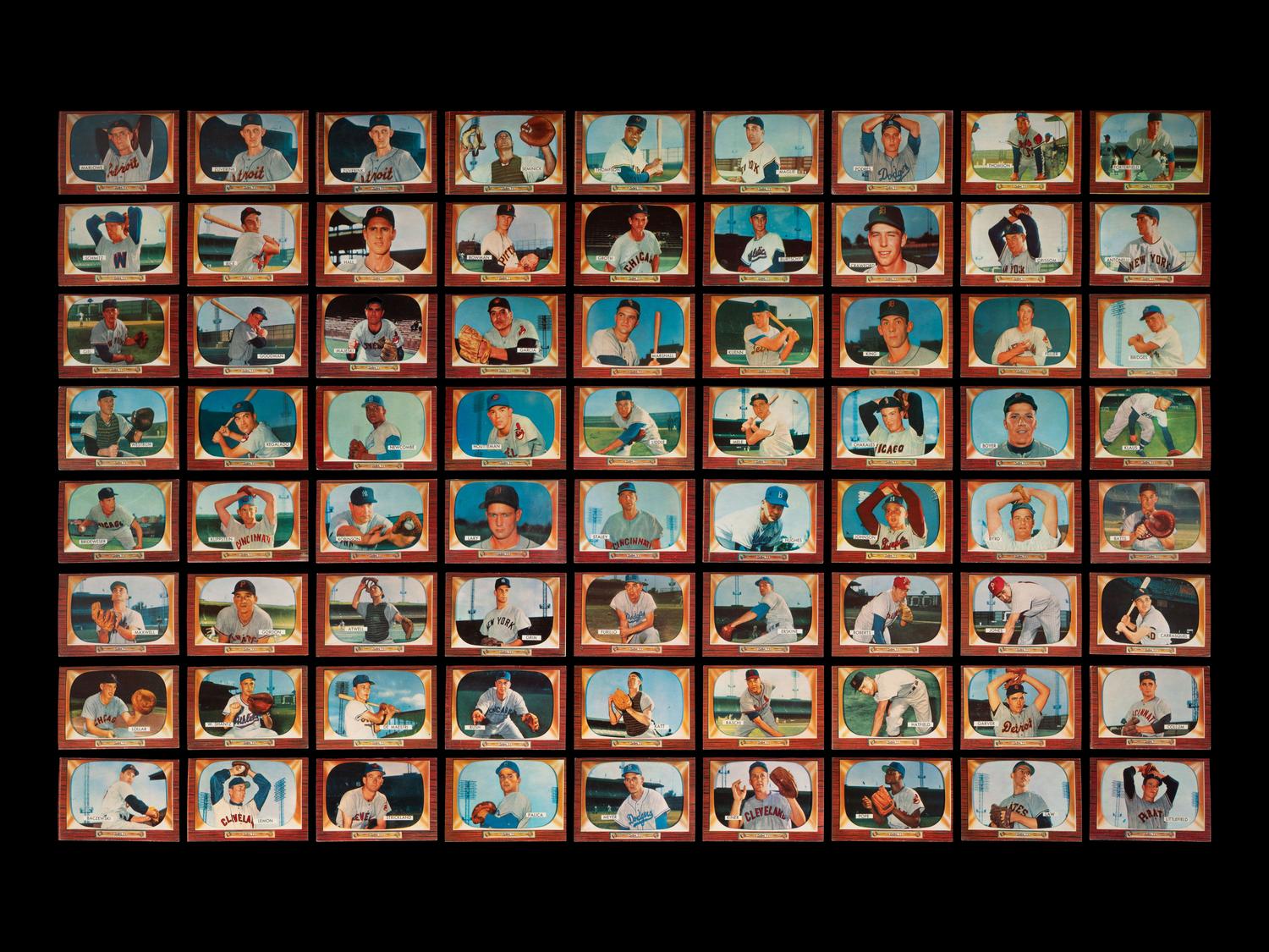 A Group of 160 1955 Bowman Baseball Cards Including Multiple Hall of Famers,