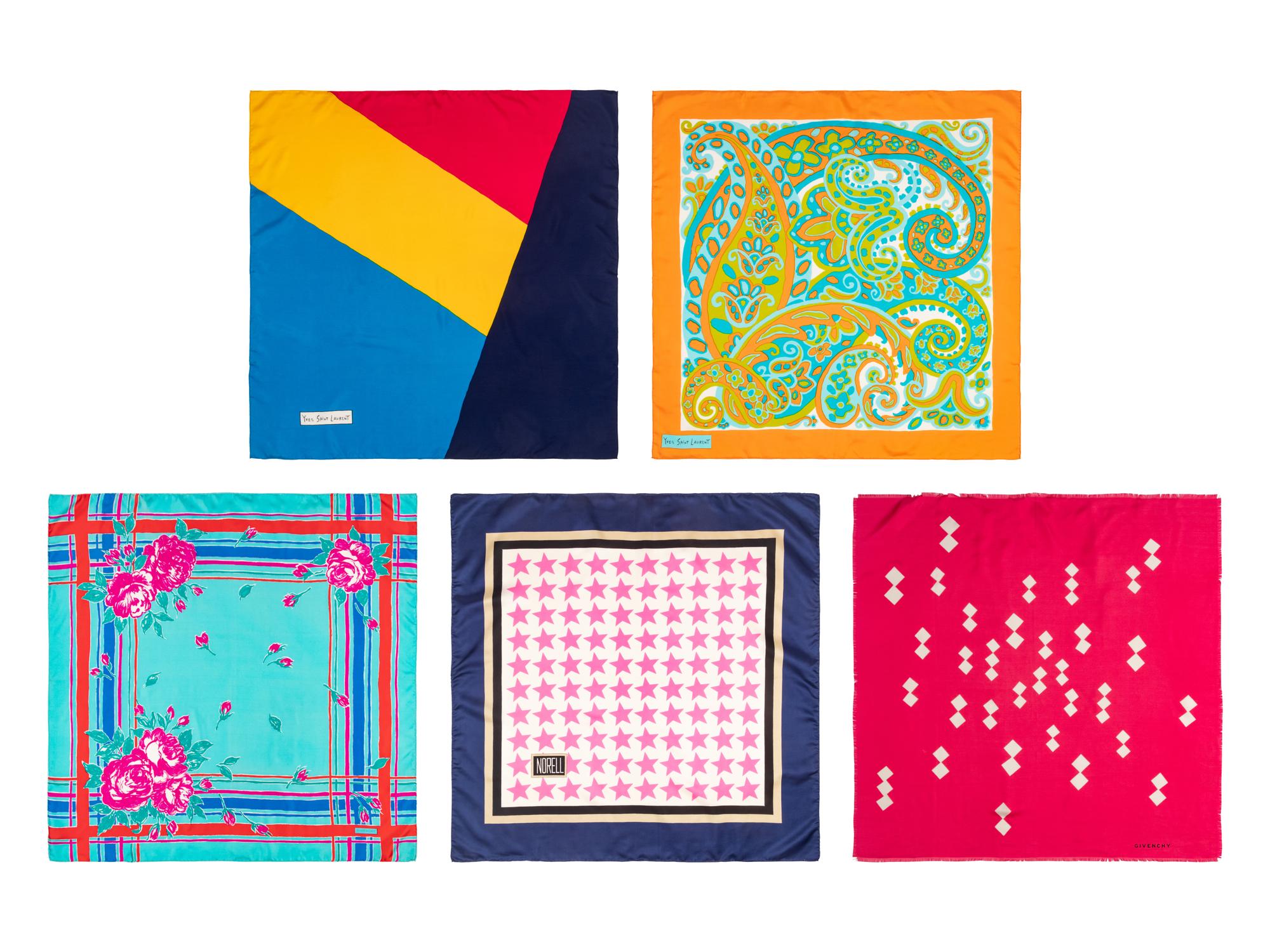 Five Designer Silk Scarves