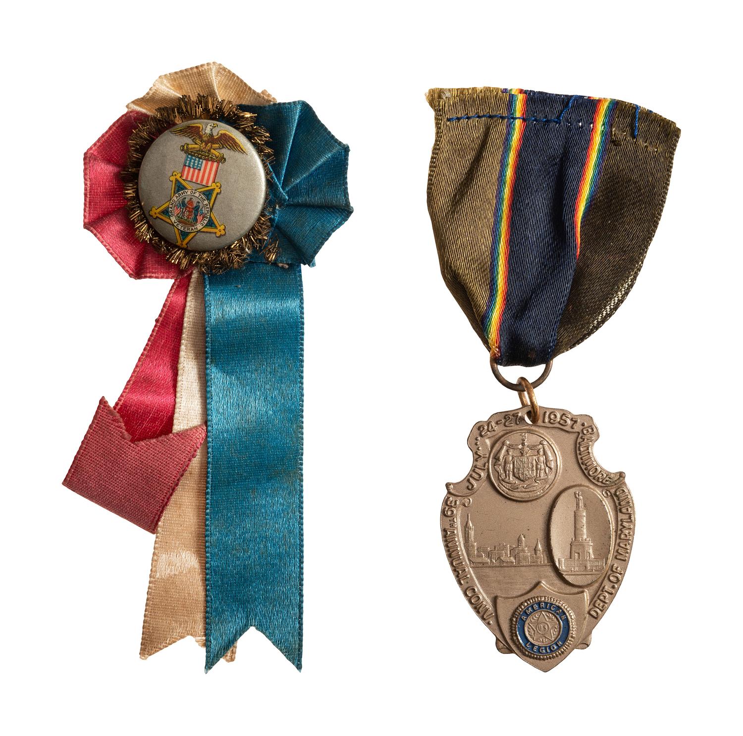[MILITARIA INCLUDING THE CIVIL WAR]. A group of 8 items, incl. Confederate bond, southern newspaper, Union pay roster, signature of M. Genl. Sheridan, GAR pin and more.