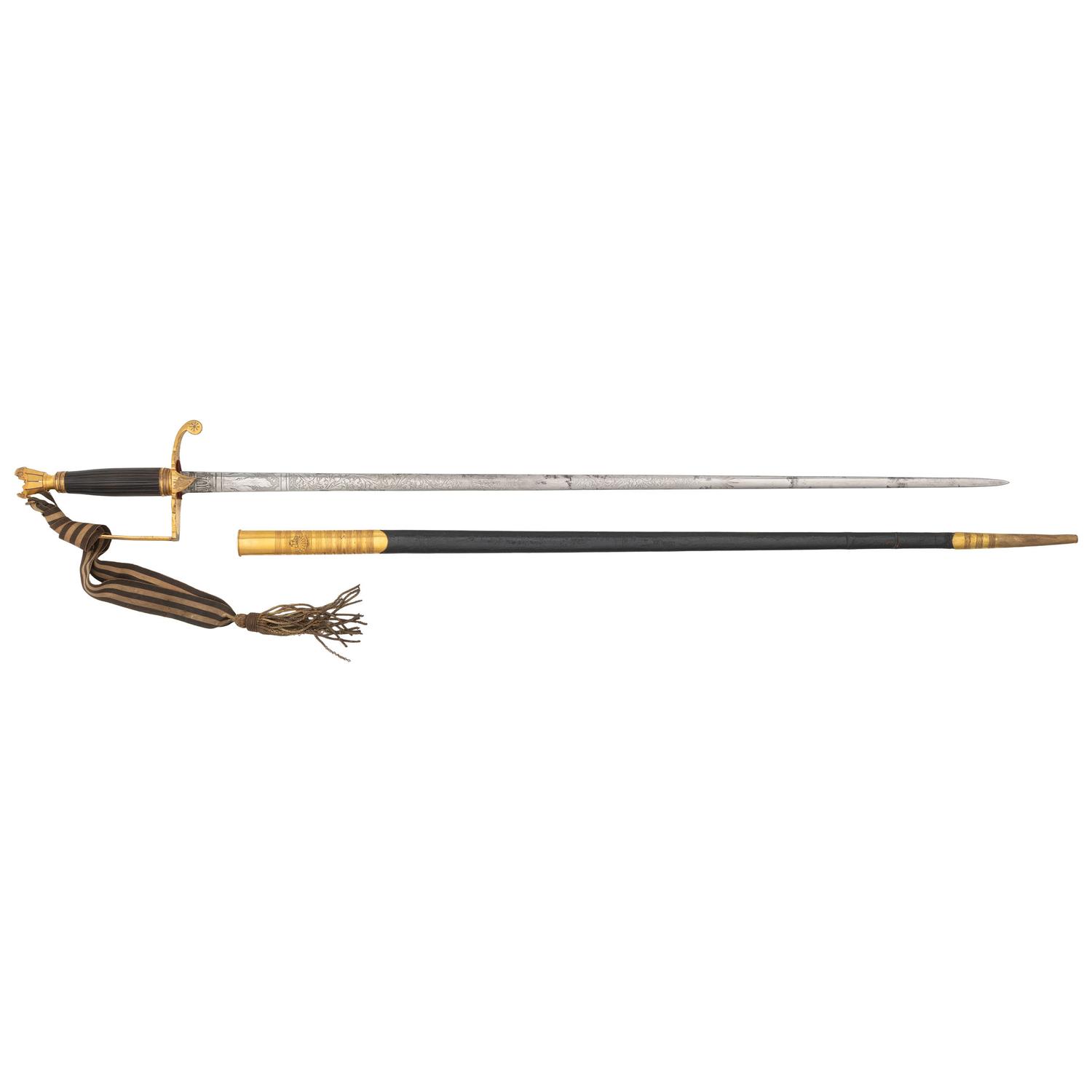 Fine Victorian Gilt Hilt & Etched Blade Court Sword by Charles Webb