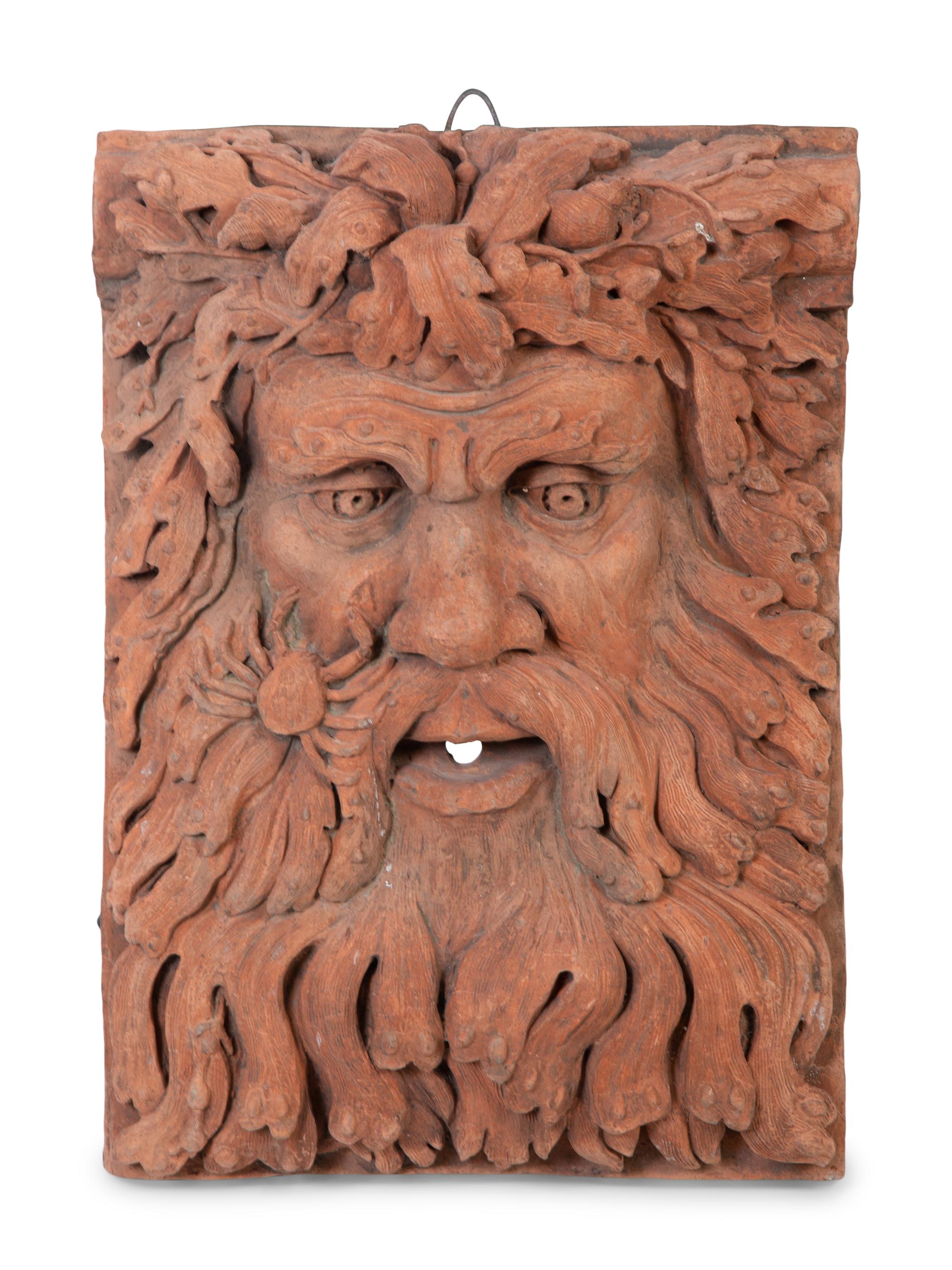 A Terra Cotta Fountain Head Depicting the Face of Neptune — 20TH CENTURY