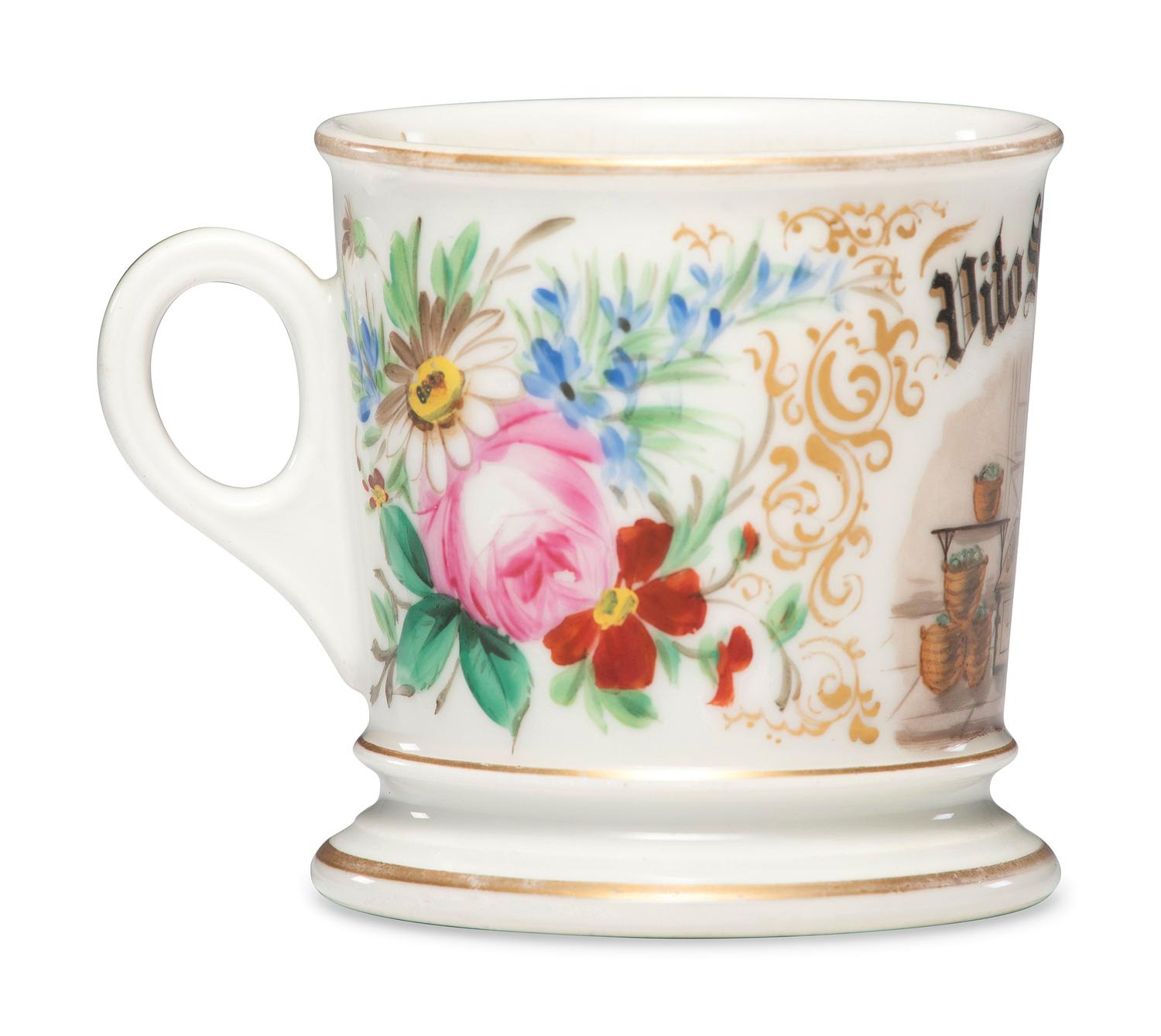An Oyster Shucker's Porcelain Occupational Shaving Mug