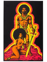 [BLACK POWER]. A group of 7 Black Power blacklight/Day-Glo posters including a velvet example.