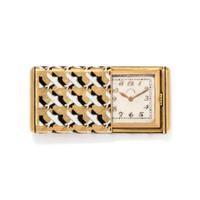 HENRY BLANK & CO., IWC, ART DECO, 18K YELLOW GOLD AND ENAMEL SLIDE TRAVEL WATCH