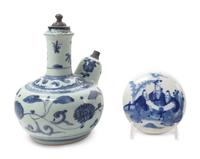 Two Chinese Blue and White Porcelain Articles