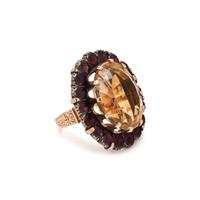 CITRINE AND GARNET RING