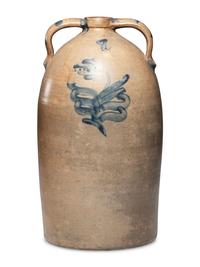A Schrop Eight-Gallon Cobalt Decorated Stoneware Cooler